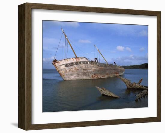 Ship Wreck in Le Fret Harbour in Brittany, France, Europe-Thouvenin Guy-Framed Photographic Print