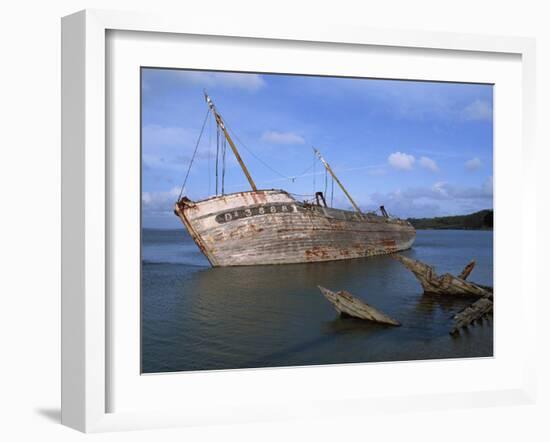 Ship Wreck in Le Fret Harbour in Brittany, France, Europe-Thouvenin Guy-Framed Photographic Print