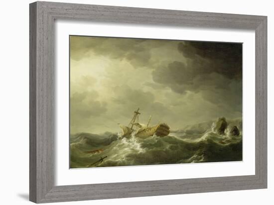 Ship Wrecked on a Rocky Coast, c.1747-50-Charles Brooking-Framed Giclee Print