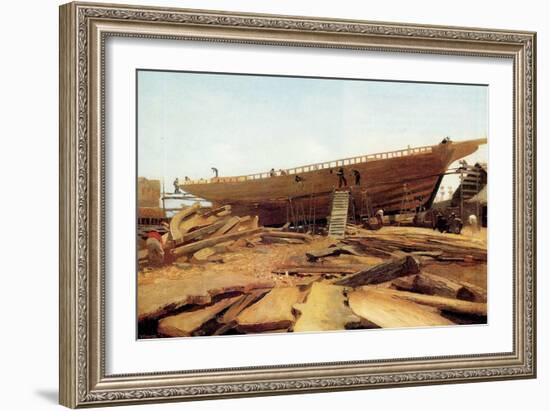 Shipbuilding, Gloucester, USA, 1871-Winslow Homer-Framed Giclee Print