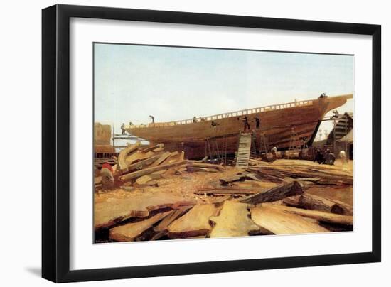 Shipbuilding, Gloucester, USA, 1871-Winslow Homer-Framed Giclee Print