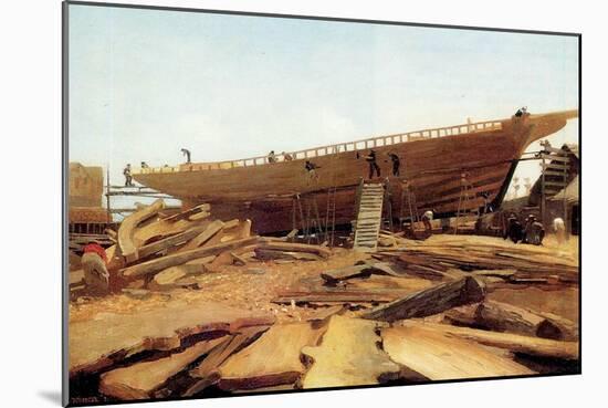 Shipbuilding, Gloucester, USA, 1871-Winslow Homer-Mounted Giclee Print