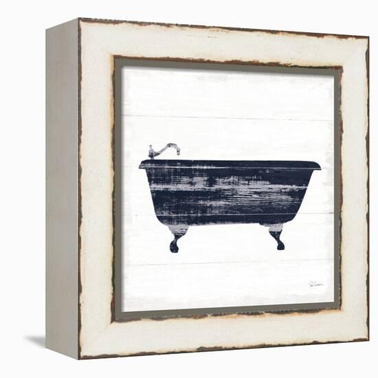Shiplap Bath I Navy-Sue Schlabach-Framed Stretched Canvas
