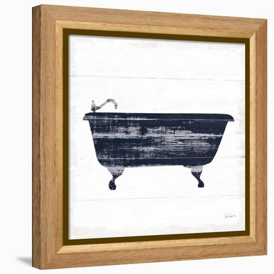 Shiplap Bath I Navy-Sue Schlabach-Framed Stretched Canvas