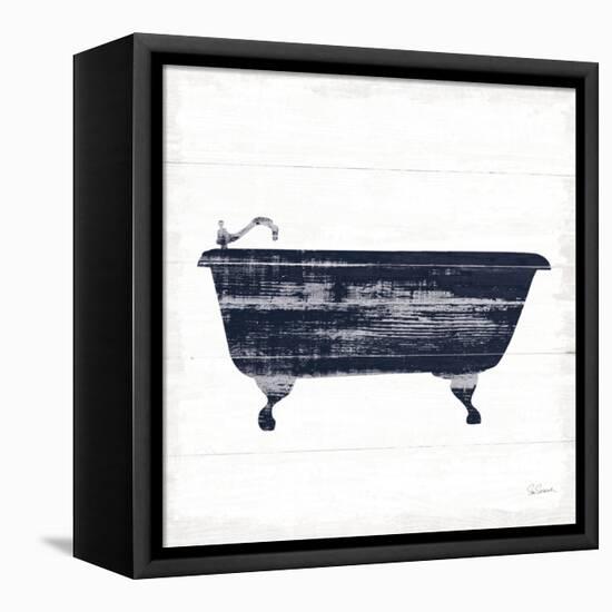 Shiplap Bath I Navy-Sue Schlabach-Framed Stretched Canvas