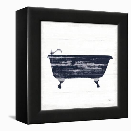 Shiplap Bath I Navy-Sue Schlabach-Framed Stretched Canvas