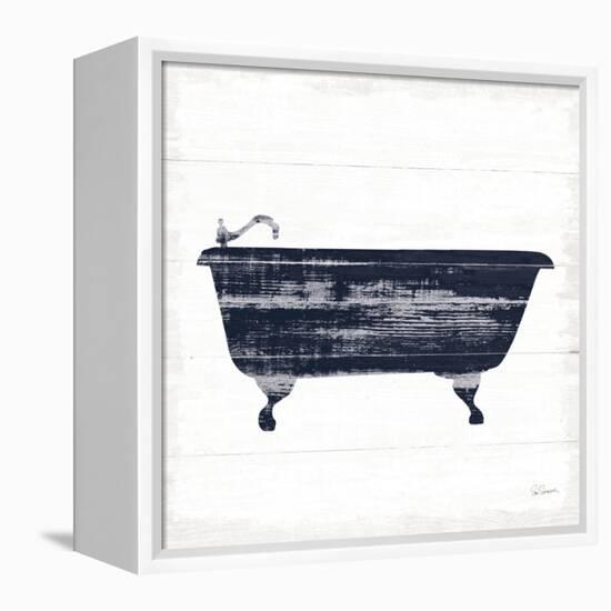 Shiplap Bath I Navy-Sue Schlabach-Framed Stretched Canvas