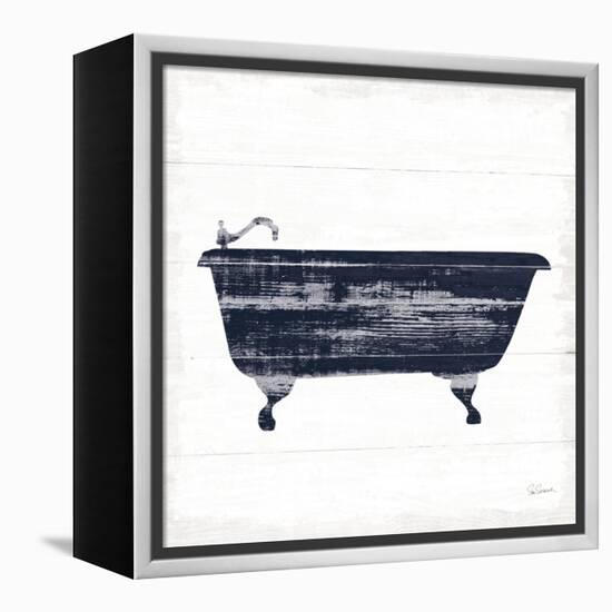 Shiplap Bath I Navy-Sue Schlabach-Framed Stretched Canvas