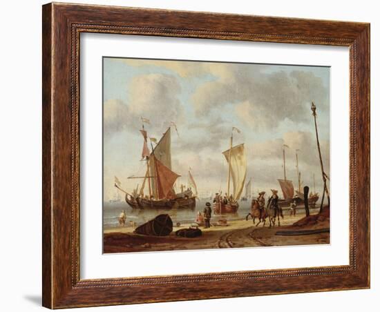 Shipping at Anchor-Abraham Storck-Framed Giclee Print