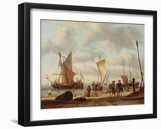 Shipping at Anchor-Abraham Storck-Framed Giclee Print