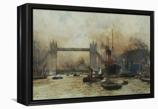 Shipping by Tower Bridge, London, England-Charles Dixon-Framed Premier Image Canvas