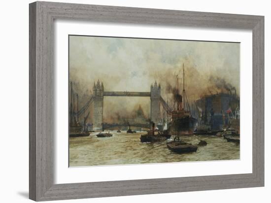 Shipping by Tower Bridge, London, England-Charles Dixon-Framed Giclee Print