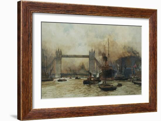 Shipping by Tower Bridge, London, England-Charles Dixon-Framed Giclee Print