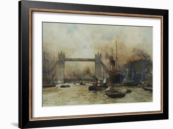 Shipping by Tower Bridge, London, England-Charles Dixon-Framed Giclee Print