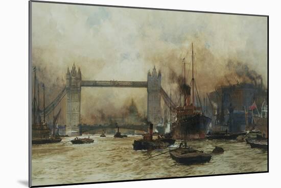 Shipping by Tower Bridge, London, England-Charles Dixon-Mounted Giclee Print