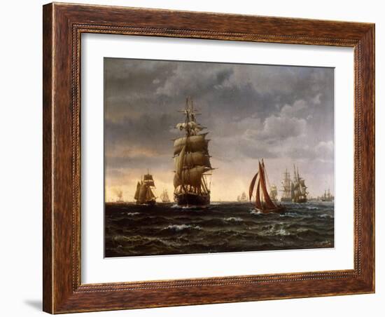 Shipping in a Choppy Sea, 1850-Wilhelm Melbye-Framed Giclee Print