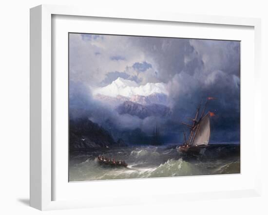 Shipping in Stormy Seas, 1868-Ivan Konstantinovich Aivazovsky-Framed Giclee Print