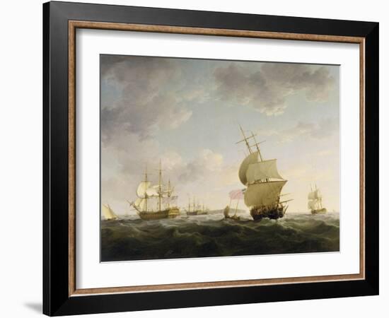 Shipping in the English Channel, c.1755-Charles Brooking-Framed Giclee Print