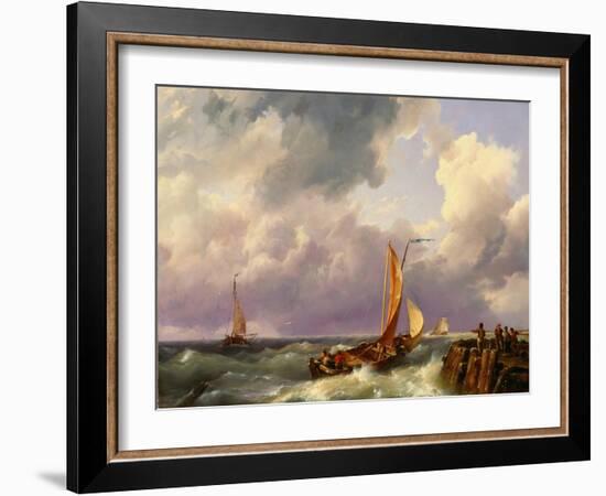 Shipping off a Jetty. 1852-Hermanus Koekkoek-Framed Giclee Print