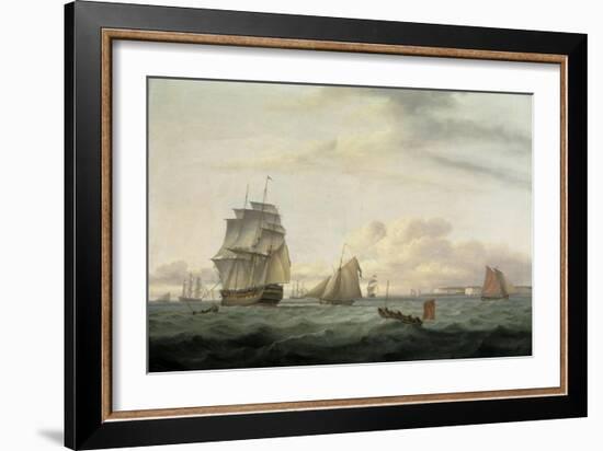 Shipping off Ramsgate Harbour, 1807-Thomas Luny-Framed Giclee Print