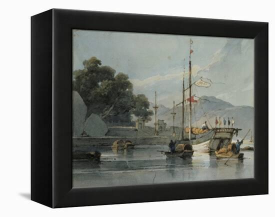 Shipping on a Chinese River, 19th Century-George Chinnery-Framed Premier Image Canvas