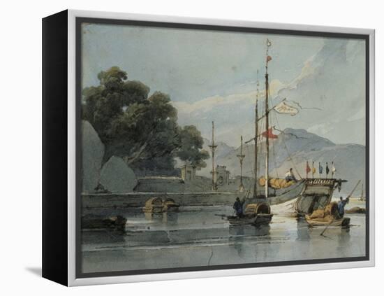 Shipping on a Chinese River, 19th Century-George Chinnery-Framed Premier Image Canvas