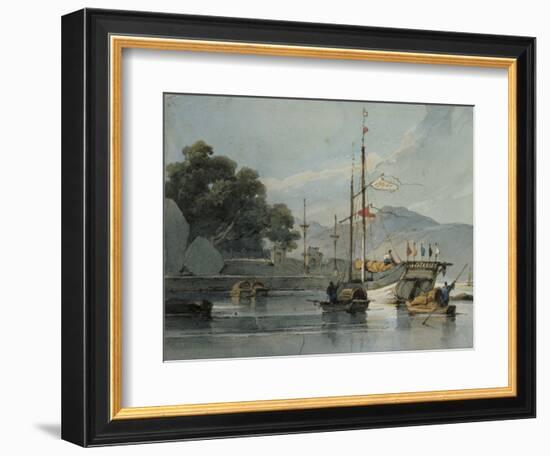 Shipping on a Chinese River, 19th Century-George Chinnery-Framed Giclee Print