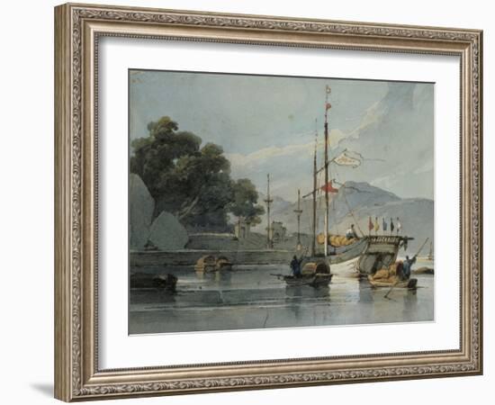 Shipping on a Chinese River, 19th Century-George Chinnery-Framed Giclee Print