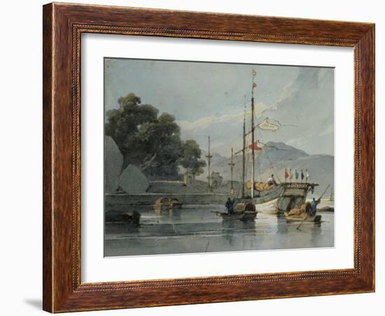 Shipping on a Chinese River, 19th Century-George Chinnery-Framed Giclee Print