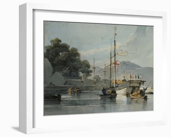 Shipping on a Chinese River, 19th Century-George Chinnery-Framed Giclee Print