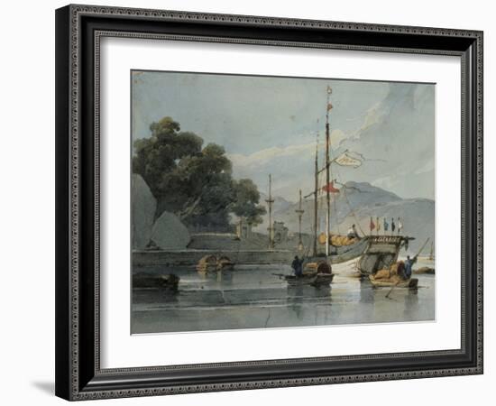 Shipping on a Chinese River, 19th Century-George Chinnery-Framed Giclee Print