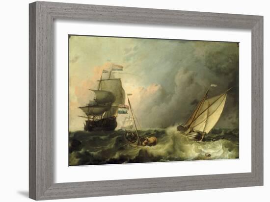 Shipping on a Choppy Sea-Ludolf Backhuysen-Framed Giclee Print