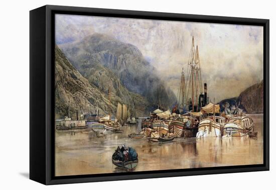 Shipping on the Hudson River-Samuel Colman-Framed Premier Image Canvas