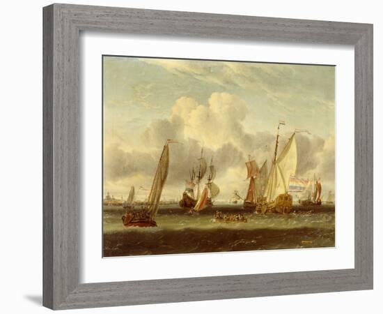 Shipping on the Ij at Amsterdam Harbour-Abraham Storck-Framed Giclee Print