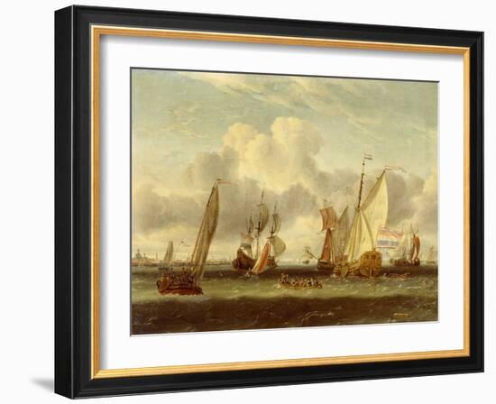 Shipping on the Ij at Amsterdam Harbour-Abraham Storck-Framed Giclee Print