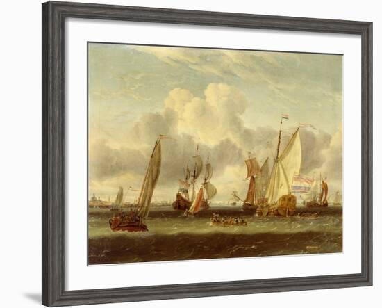 Shipping on the Ij at Amsterdam Harbour-Abraham Storck-Framed Giclee Print