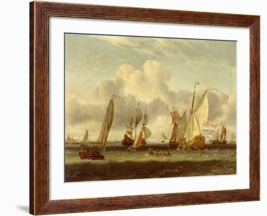 Shipping on the Ij at Amsterdam Harbour-Abraham Storck-Framed Giclee Print