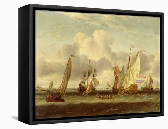 Shipping on the Ij at Amsterdam Harbour-Abraham Storck-Framed Premier Image Canvas