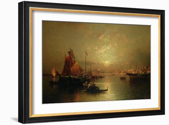 Shipping on the Lagoon, Venice, at Sunset-Franz Richard Unterberger-Framed Giclee Print