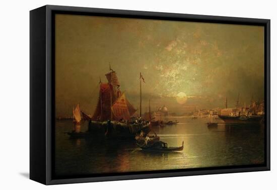 Shipping on the Lagoon, Venice, at Sunset-Franz Richard Unterberger-Framed Premier Image Canvas