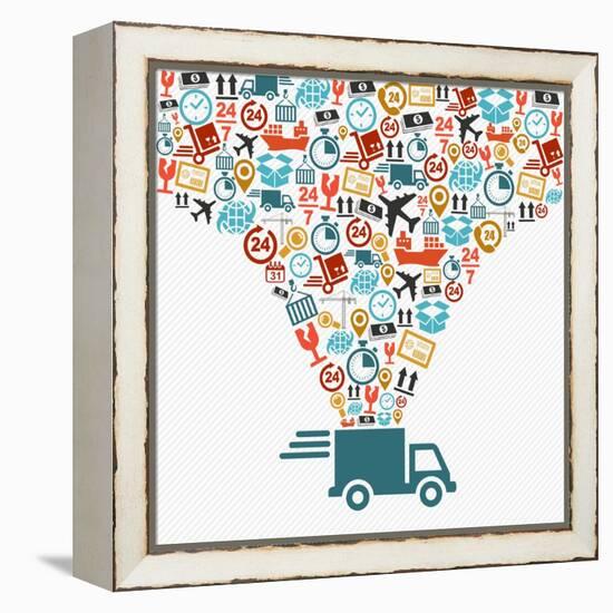 Shipping Truck Icon Set-cienpies-Framed Stretched Canvas