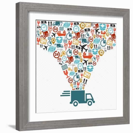 Shipping Truck Icon Set-cienpies-Framed Art Print