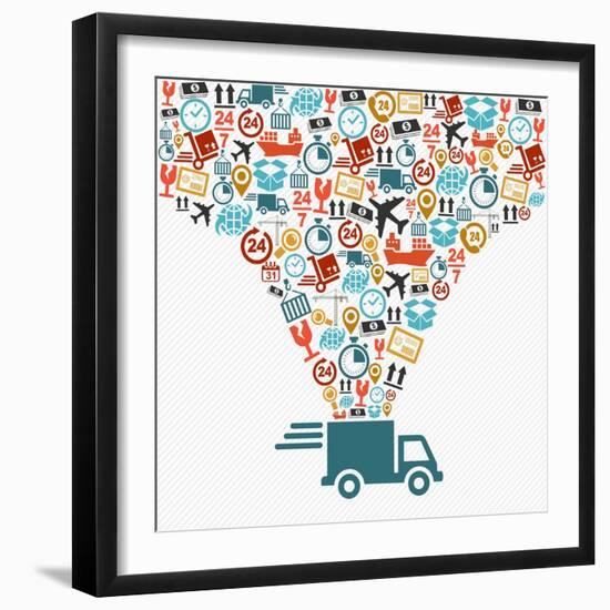 Shipping Truck Icon Set-cienpies-Framed Art Print