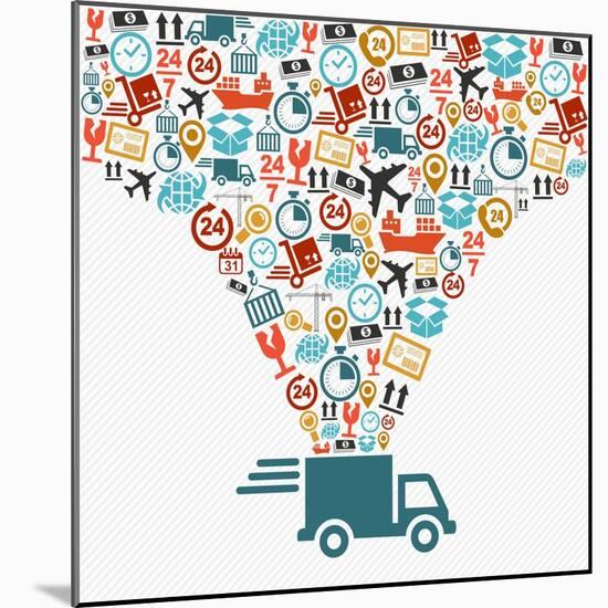 Shipping Truck Icon Set-cienpies-Mounted Art Print