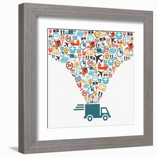 Shipping Truck Icon Set-cienpies-Framed Art Print
