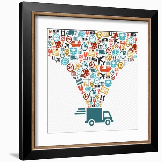 Shipping Truck Icon Set-cienpies-Framed Art Print