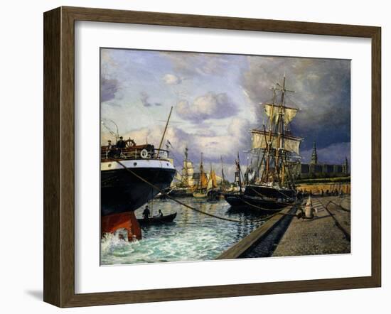 Shipping Vessels in Helsingor Harbour-Thorolf Frederik Pedersen-Framed Giclee Print