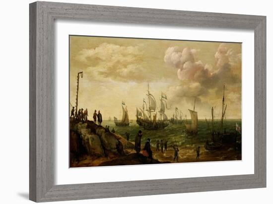 Ships Along the Shore-Adam Willaerts-Framed Art Print