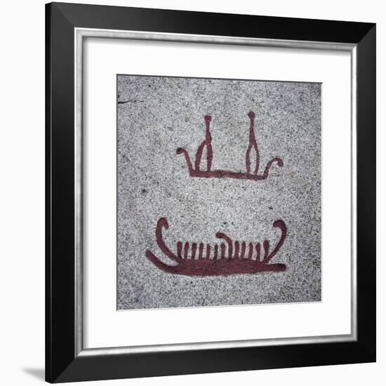 Ships and Their Crews (Rock Carving)-null-Framed Giclee Print