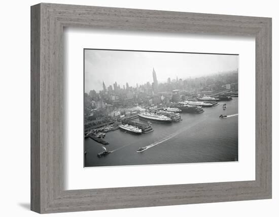 Ships Docking in New York Harbor-null-Framed Photographic Print